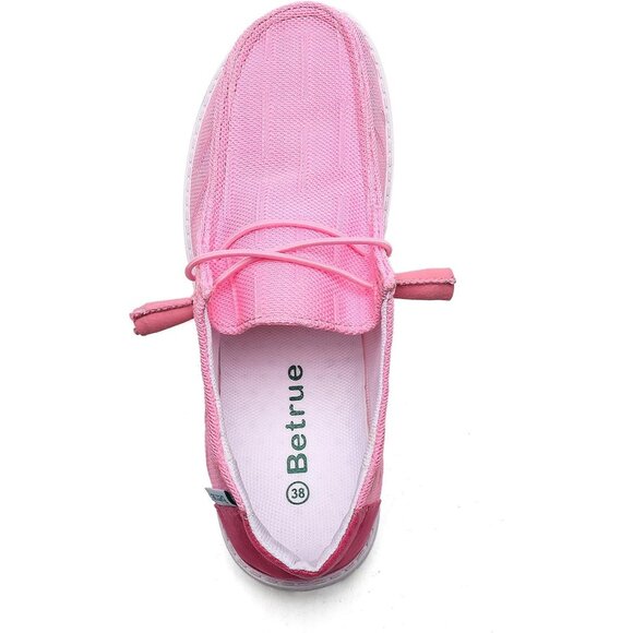 Women's Rose Red Casual Slip On Deck Canvas Loafers Sneakers Boot Shoes - Picture 7 of 7